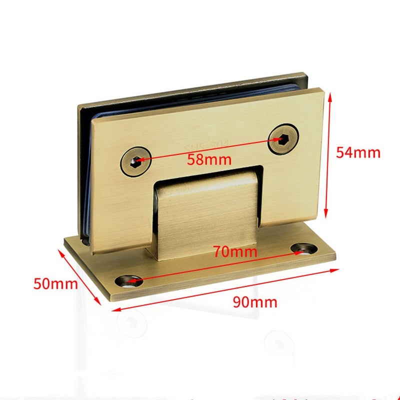 WANLIAN 2pcs Heavy Duty 90 Degree Glass Door Cupboard Showcase Cabinet Clamp Shower Doors Hinge Replacement Part Wall-to-Glass, Stainless Steel Brushed Nickel Gold (90 Degree) - Image 5
